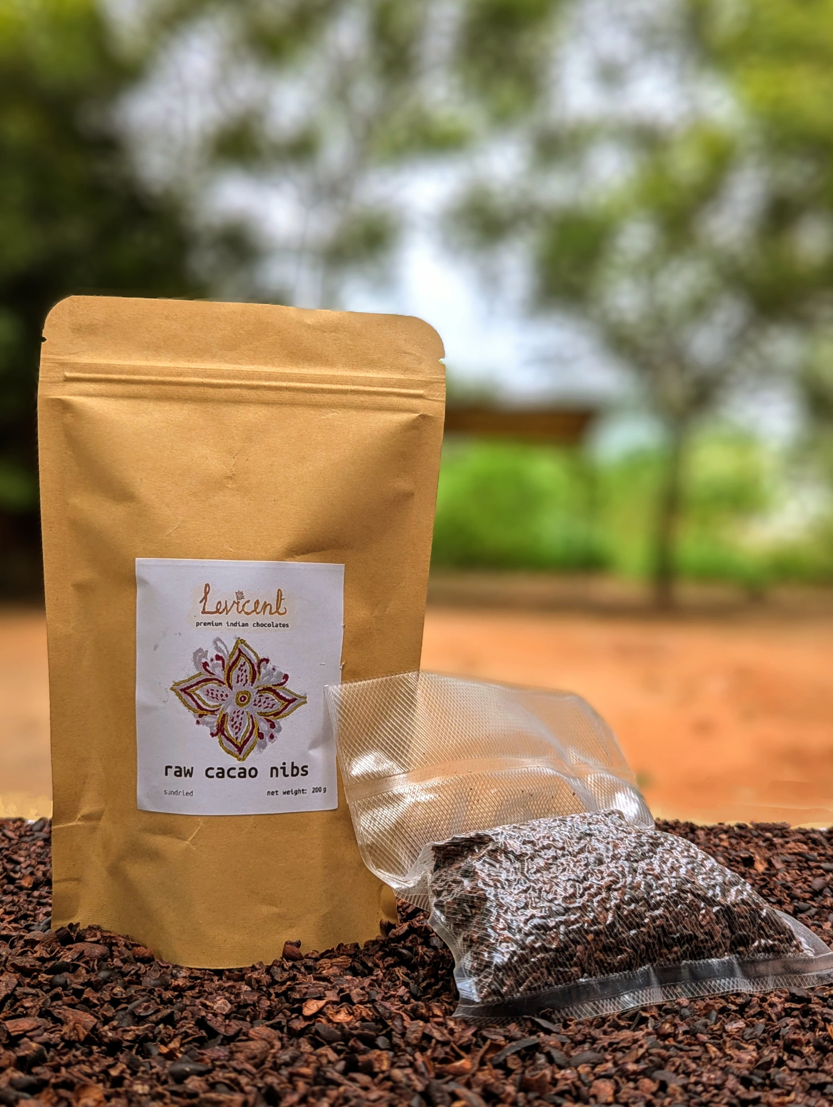 Close-up of crunchy raw cacao nibs, sun-dried and ready to eat